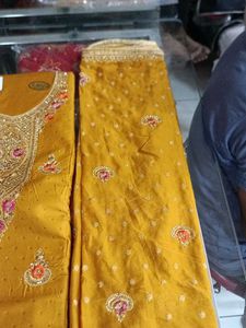 Elegant Mustard Embroidered Suit