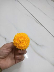 Crochet marigold keychain