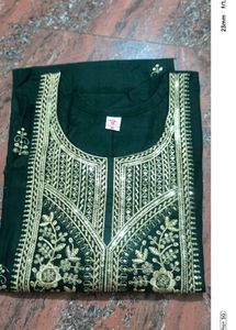 Full Embroidery Kurti Size Xl Green Colour