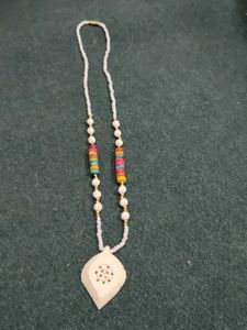 Handmade Beaded Necklace with Leaf Pendant
