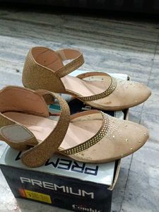 Girls' Embellished Gold Flats