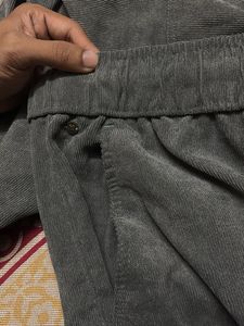 Grey Baggy Track Pants Corduroy