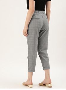 Grey Tapered Croped Trousers