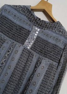 Patterned Top Withl Mirror Work Design