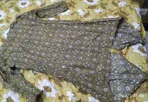 Olive Green Floral Print Top