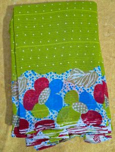 Green Polka Dot Floral Saree