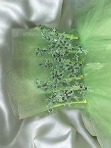 Green cocktail dress cascading ruffles strapless s