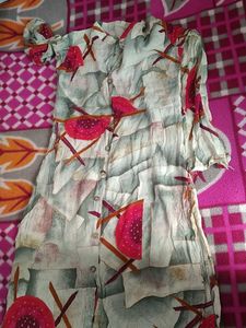 Patterned Button-Up Shirt Dress