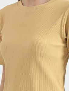 Yellow Ribbed Knit Top