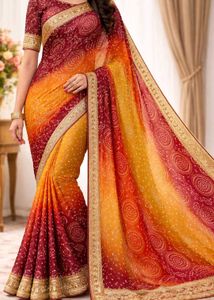 Elegant maroon & Yellow Saree