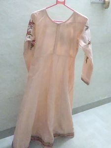 Peach Colour Anarkali Dress For Festive wear.