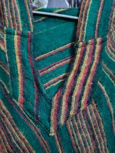 Earthy Green Woolen Poncho