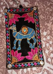 Embroidered Camel Phone Bag