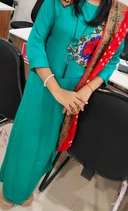 Price Drop Floor length kurti with rounded sleevless inner kurti