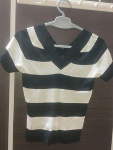 Broad Striped Black And White Top