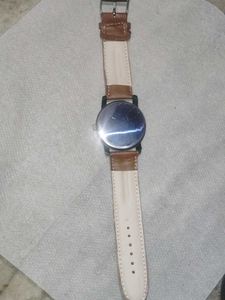 Leather With Black Frame Men Rist Watch