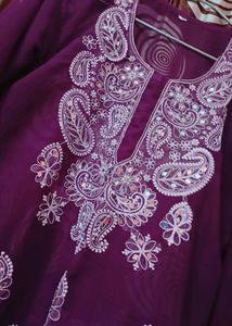 Purple Chicken Kari Kurti With Inner