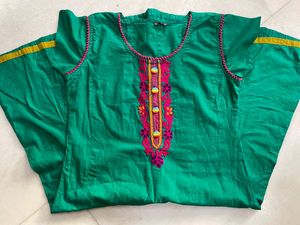 Green Embroidered Kurta
