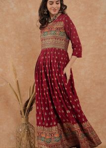 SANGRIA Maroon Maxi Ethnic Dress