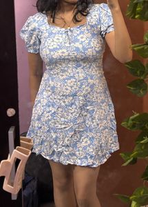 blue floral cottagecore mini dress (free shipping)