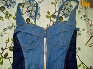 DENIM ZIPPER BODYSUIT