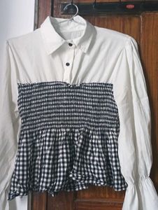Checked Top with Long Sleeves