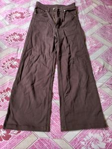 H & M Women Brown Wide Twill Trouser
