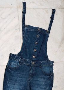 Ripped Denim Overalls