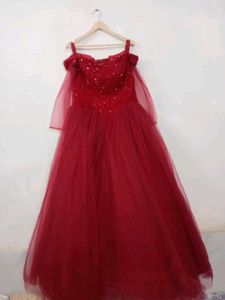 Red Sequin Tulle Gown