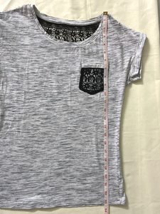 White Black Top With Crochet Design