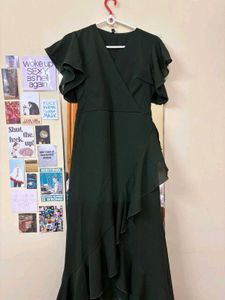 Olive Green Ruffle Maxi Dress