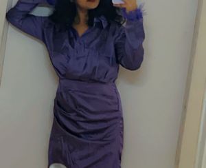 Satin Dark Levender Coloured Dress