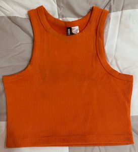 Orange Ribbed Tank Top
