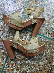 Gold Glitter Heels
