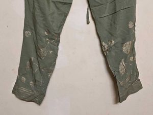 🫅 Biba | Yoke Design Kurta Trouser | Olive Gre