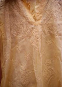 Yellow Lakhnowi Embroidered Kurta