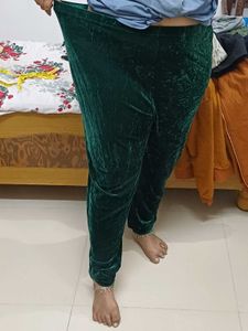Green Velvet Plussize Pants