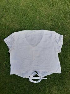 White Lace Sleeve Top