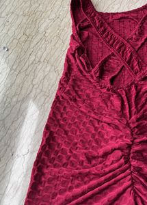 Maroon Free Size Workout Romper