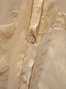 Beautiful Cream Sheer Button-Down Shirt
