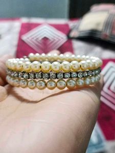 Pearl &amp; Rhinestone Bracelet Set