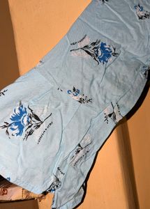 Sky Blue Floral Printed Kurti