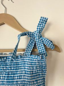 Blue Gingham Tie Strap Top