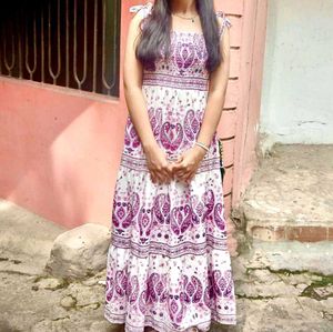 Pink Pattern Dress With White Touch In It