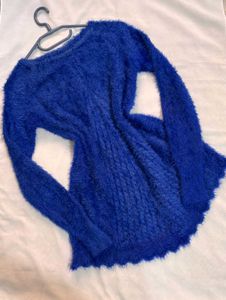 🎁Buy2 Get2 Free Blue Fuzzy Knit Top ()