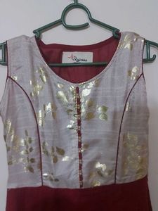 Maroon And Gold Cotton Kurta