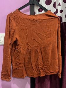 Embroidered Orange Blouse