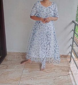 White Organza Frock For Womens