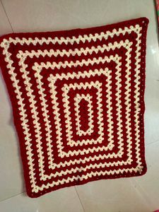 Crocheted Red and Cream Afghan