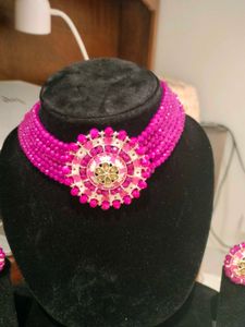 Pink Beaded Jewelry Set Never Used